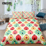 Lepatriinu tekikottide komplekt 3D lepatriinu tr&uuml;kiga voodipesukomplekt lastele poistele t&uuml;drukutele lendav entomoloogia 2/3 tk pehme kuningliku suurusega tekikate EU single(135x200cm)