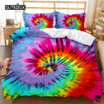 Boho Tie Dye Tekikottide Komplekt Hippie Voodikomplektid Sinine Lilla V&auml;rviline &Uuml;heinimesevoodi Voodipesu Komplekt Gipsy Queen King Suurus Pol&uuml;ester Tekikott EU single(135x200cm)