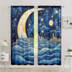 2 tk Universumi T&auml;httaev Ruumi Mustrid Pestav Vardatasku Astronaut Kardin Magamistuppa Kontorisse K&ouml;&ouml;ki Elutuppa Kabinetti Koju (W50H130cm)-2pcs&Hook