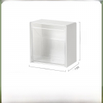 Vannitoa seinale kinnitatav klapphoidik &ndash; stantsivaba vahend vatitupsude, vatipatjade, huulepulkade ja tarvikute jaoks. opp bag valge