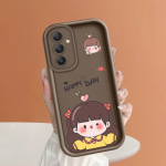 Pehme silikoonist ruudukujulise redeliga printimismustriga telefoni korpus T&auml;iskaanega kaamera p&otilde;rutuskindel kaitse kummist &uuml;mbris Samsungile Samsung M30S pruun