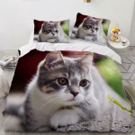 Kass Voodipesukomplekt Queen Size Armsad Lemmikloomakassid Prindiga Tekikott Lastele Poistele T&uuml;drukutele 3D Joonisloom Pol&uuml;ester Tepitud Tekikott 140x200cm 3pcs