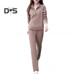 2 tk/komplekt Naiste kampsun, p&uuml;ksid, &uuml;likond, lukuga seisev krae, pikad varrukad, sportlik dressipluus, v&ouml;&ouml;kohaga elastne p&uuml;ksid. M oranž