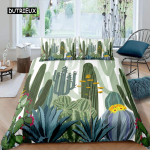 Kaktuse tekikott King Size K&auml;sitsi maalitud stiilis voodipesukomplekt Looduslikud kunstiprindid Tekikate Roheline taim Kaktuse tekikate EU single(135x200cm) white