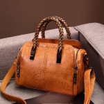 Naiste k&auml;ekott T&auml;ielik Bostoni kott Pehmest nahast naiste kott Moodne kootud k&auml;ekott 28cm*13cm*20cm pruun