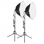 Andoer Stuudiofotograafia Softboxi komplekt koos 70 cm/28-tollise kaheksanurga fotograafia Softboxiga * 2 + 1,5 M metallist UK