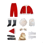 10 Pieces Santa Claus Costume Xmas suits Set Belt Gloves Beard Comfortable Velvet Cosplay Suit for white