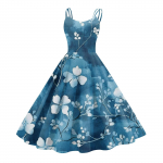 Naiste Vabaaja Mood Lilleprindiga Seksikas &Otilde;lgu Paljastav Punk Retro Kleit Retro Kleit Kleit XXL taevasinine v&auml;rv