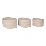 Lot de 3 paniers en coton beige