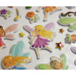 Autocollants r&eacute;utilisables - Relief 3D - F&eacute;es - Paillettes