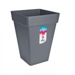 ELHO Bac &agrave; fleurs Loft Urban Carr&eacute; Haut - &Oslash; 29 x H 41 cm - Ext&eacute;rieur - 100% recycl&eacute; - Noir