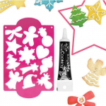 Plaque d&eacute;coupoirs &agrave; biscuits No&euml;l + Stylo de gla&ccedil;age noir