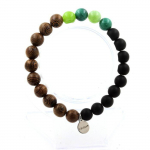 Bracelet - A Bijoux - Malachite du Congo - P&eacute;ridot - Onyx noir - Bois 8 mm
