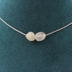 Pierres et Min&eacute;raux. Collier 2 perles Quartz &agrave; Rutile dor&eacute; du Br&eacute;sil Chaine en acier Collier femmes, hommes. Taille personnalisable.
