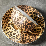 Moodne leopardimustriga kohvitasside komplekt Kerge luksuslik k&otilde;rgekvaliteediline teetassi ja alustassi komplekt Majapidamise &otilde;rn keraamiline piimakann