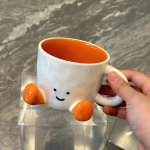 Ceramic Cup Hand Pinch Coffee Mug Afternoon Tea Cup Dormitory Household Office Water Mug Kawaii Desktop Decoration Creative Gift 350ML sinine