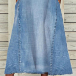 Teksakleit Kvaliteetne A-joonega nahas&otilde;bralik teksakleit A-joonega pikk naiste kleit Midi kleit kohtingule 2XL sinine