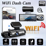 Uus 1080P WIFI kahe kaameraga s&otilde;iduvideosalvesti autodele, esi- ja sisevaatega, autokaamera IR &ouml;&ouml;n&auml;gemisega, ts&uuml;klilise salvestusega, laia vaatenurgaga auto DVR kaamera Wifi Dual Lens
