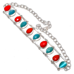 Italian Red Coral, Monalisa handmade 925 Sterling Silver Bracelet 7-8 m7L49