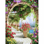 5D teemantmaali linn t&auml;isruudukujuline teemanttikandid maja maastik Teemantmosaiik ristpistes kodukaunistus Full Round 20x30CM