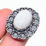 Moonstone Handmade 925 Sterling Silver Jewelry Ring Size 8 p6e40