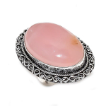 Natural Rose Quartz Gemstone 925 Sterling Silver Jewelry Ring Size 8 o7w92