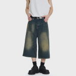 Meeste Ameerika retro-distressed, 70% pestud teksad &ndash; laia s&auml;&auml;rega moodsad High Street keskmise pikkusega l&uuml;hikesed p&uuml;ksid XXL