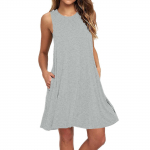 Moodne naiste vabaaja taskutega varrukateta kleit p&otilde;lve kohal L must