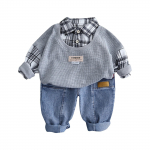 Poiste &uuml;likond Laste ruuduline kaheosaline komplekt Pikkade varrukatega Pikad p&uuml;ksid Kaheosaline komplekt 100