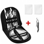 Roostevabast terasest v&auml;li-s&ouml;&ouml;giriistade komplekt noa, kahvli, lusika ja riidest kotiga