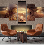 5 Pieces Attack on Titan Battle Eren Yeager plakat Moodne kodu seinakaunistus Pilt Kunst Tr&uuml;kimaal l&otilde;uendil elutuppa 40x60cm*2 40x80cm*2 40x100cm*1