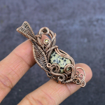 Natural Dalmation Jasper Gemstone Copper Eire Wrap Jewelry Pendant 2.76 g4k79