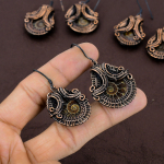 Ammonite Handmade Copper Wire Wrap Gift Jewelry Earring 2.05 s6r16