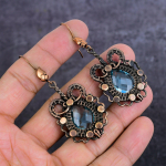 Tanzanite Quartz Handmade Copper Wire Wrap Jewelry Earring 2.76 n3v96