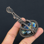 Labradorite Handmade Copper Wire Wrap Guitar Pendant 3.1 z1r86