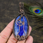 Sapphire(Simulated) Gemstone Handmade Copper Wire Wrap Pendant 3.47 u8t43