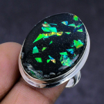 Ethiopian Opal handmade 925 Sterling Silver Jewelry Ring Size 7 i9Z95