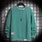 Meeste kampsun, s&uuml;gis- ja talvemood, ilma m&uuml;tsita &uuml;mara kaelusega pullover, pikkade varrukatega T-s&auml;rk v&otilde;lts, kaheosaline lahtine top XXXL roheline