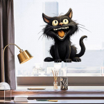 Naljakad mustad kassi seinakleebised kooritavad ja kleebitavad dekaalid magamistoa, elutoa, akende, uste jaoks 30x30CM must
