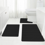 Memory Foam vannitoavaipade komplekt 3-osaline, libisemiskindlad eriti pehmed imavad vannimatid, masinpestavad ja kuivk&auml;imlamattide komplektid vannitoa p&otilde;randale One Size