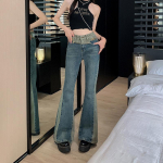 Clash Micro Flare Jeans Naiste p&uuml;ksid, mis on &uuml;hendatud k&otilde;rge v&ouml;&ouml;kohaga, p&otilde;rand, sirge lainetusega p&uuml;ksid 2XL