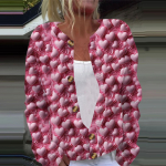 Naiste vabaaja mood tr&uuml;kitud pikkade varrukatega kardigan-n&ouml;&ouml;biga jakk L
