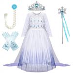 Halloweeni t&uuml;druku printsessi COS-i kleit-&uuml;likond v&otilde;rgust keeb-kleit, punutised, kroonkindad, v&otilde;lukepp, neljaosaline komplekt 140