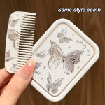 Butterfly Flip-Top kokkupandav meigipeegel, kaasaskantav taskupeegel naiste ristk&uuml;likukujuline kammiga kosmeetiline meigipeegel 1pcs