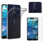 Coque de protection - PHONILLICO - Nokia 7.1 - Silicone Transparent - Ultra Slim - Verre Tremp&eacute;