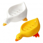 2Pcs Soap Dish Self-draining Design Easy to Clean Cartoon Duck Shape Soap Box Holder with Drain Hole Bathroom Decoration C
