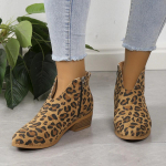 Naiste l&uuml;hikesed saapad 2024 Mood Terava ninaga Paks konts T&ouml;&ouml;ks Leopard Ankle Chelsea saapad Gooti Cowboy pumbad K&uuml;lgmine t&otilde;mblukk Naiste saapad 42 leopardimustriline v&auml;rv