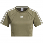 Adidas Originals Laste T-s&auml;rk Pehme Mugav L&uuml;hike Spordiks &Uuml;mmarguse Kaelusega Triibuline Kitsa L&otilde;ikega L&uuml;hikeste Varrukatega Raglaan T-s&auml;rk Naiste Topid Kiht-Oliiviroheline JD3285 2XS