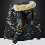 Talvine meeste vabaaja kapuutsiga ja eemaldatava karusnahkraega paks soe puuvillane jakk meeste pluss suuruses kamuflaaž puuvillane jakk XXXXXL kamuflaaž