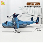 HUIQIBAO MOC 1389TK V-22 kallutatava rootoriga &otilde;hus&otilde;iduk Helikopter Ehitusklotsid Lapsed S&otilde;jalennuki mudel Klotsid M&auml;nguasi kodu Dekoratsioon. NO BOX